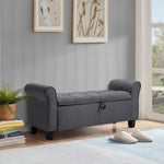 Breeins Modern Linen Upholstered Storage Bench With Armrests