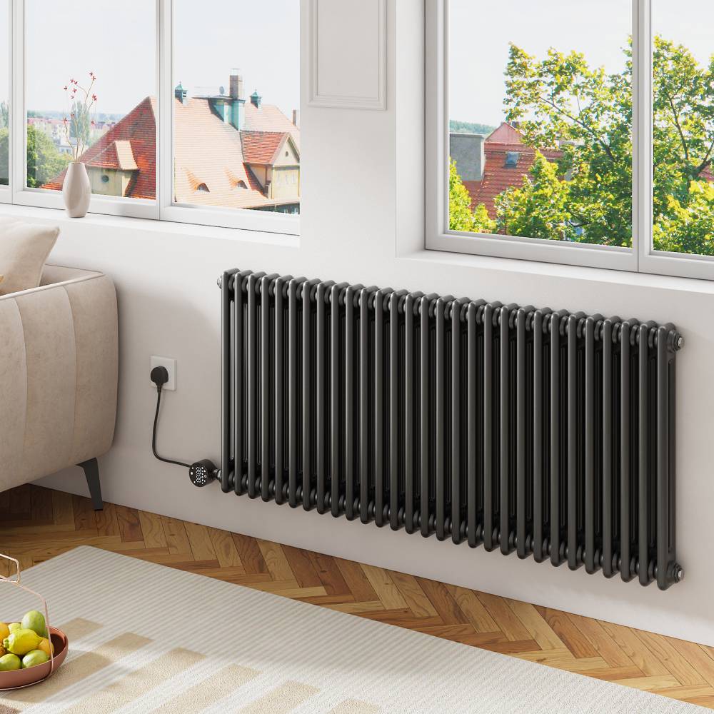 1200w Wall Mounted Electric Radiator Heater With Thermostat, Wifi & App Control, Child Lock, Ipx4 Waterproof, 119cm X 60cm | Grey