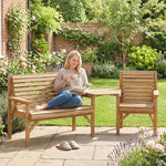 Wood Garden Furniture Set W/ Parasol Hole, Detachable Table | Natural