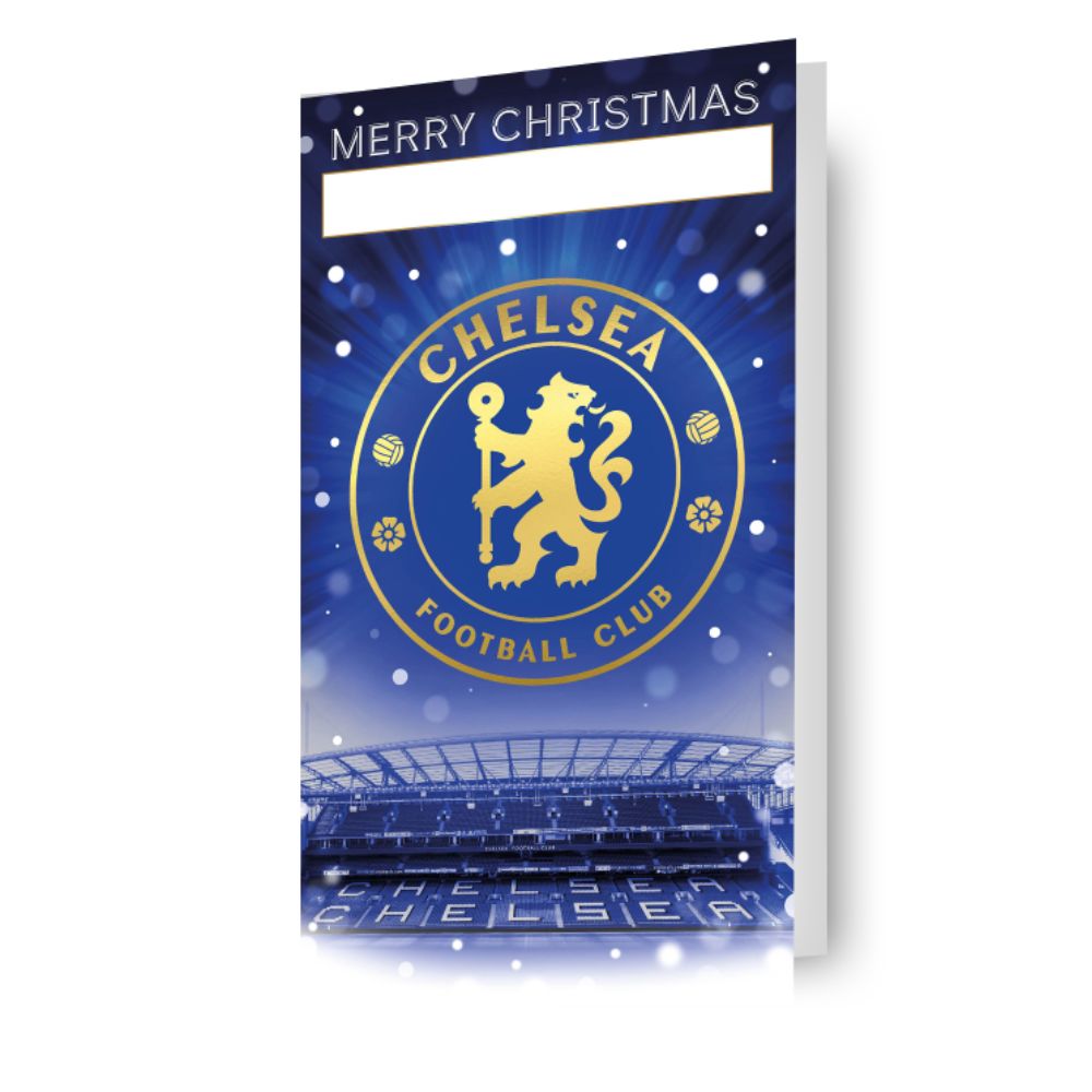 Chelsea FC Personalise Christmas Card With Sticker Sheet Official Product