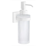 Frosted Glass 200ml Soap Dispenser With Square Wall Mount | White