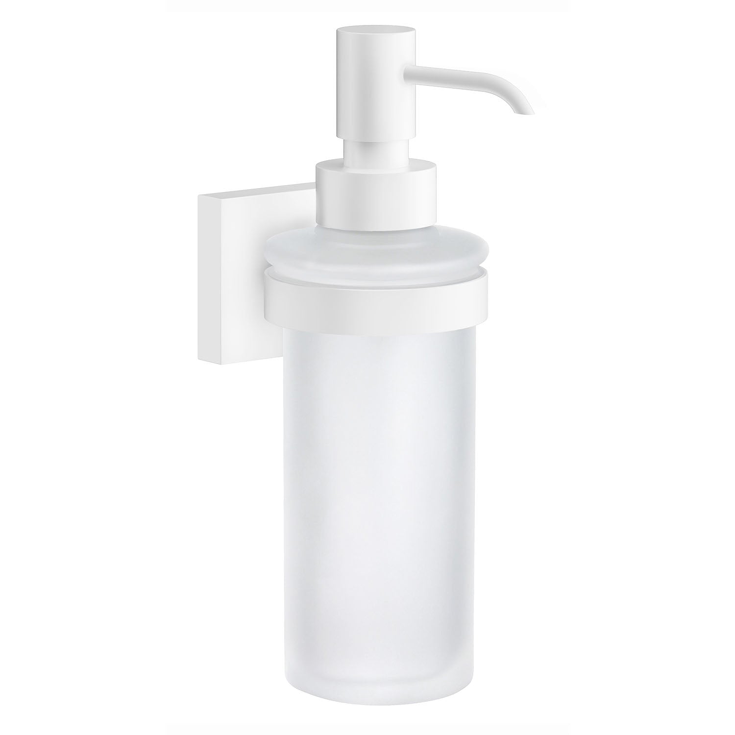 Frosted Glass 200ml Soap Dispenser With Square Wall Mount | White