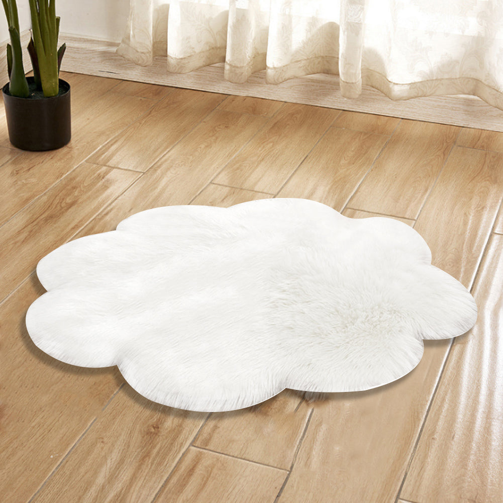 Flower Shaped Super Soft Shaggy Area Rug White