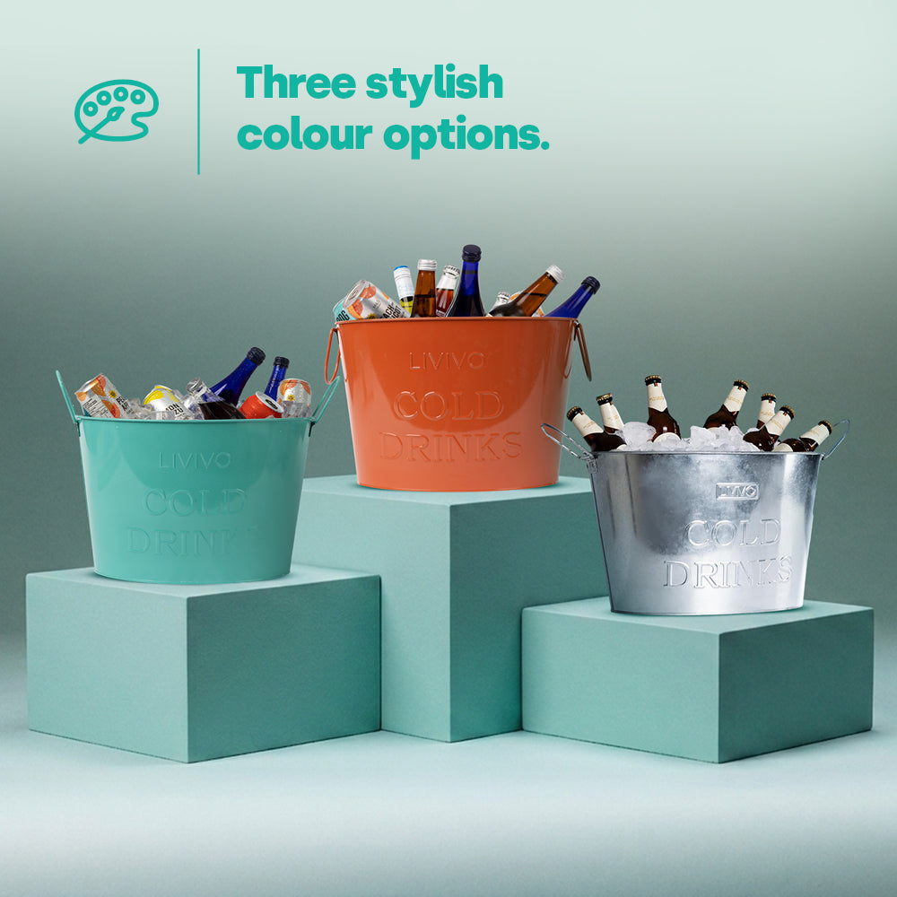 Galvanised Steel Drinks Bucket | Coral