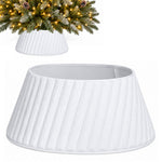Round Faux Fur Christmas Tree Skirt With Velcro Closure | White