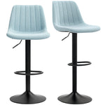 Bar Stools Set Of 2 Adjustable Swivel With Backrest | One Size | Light Blue