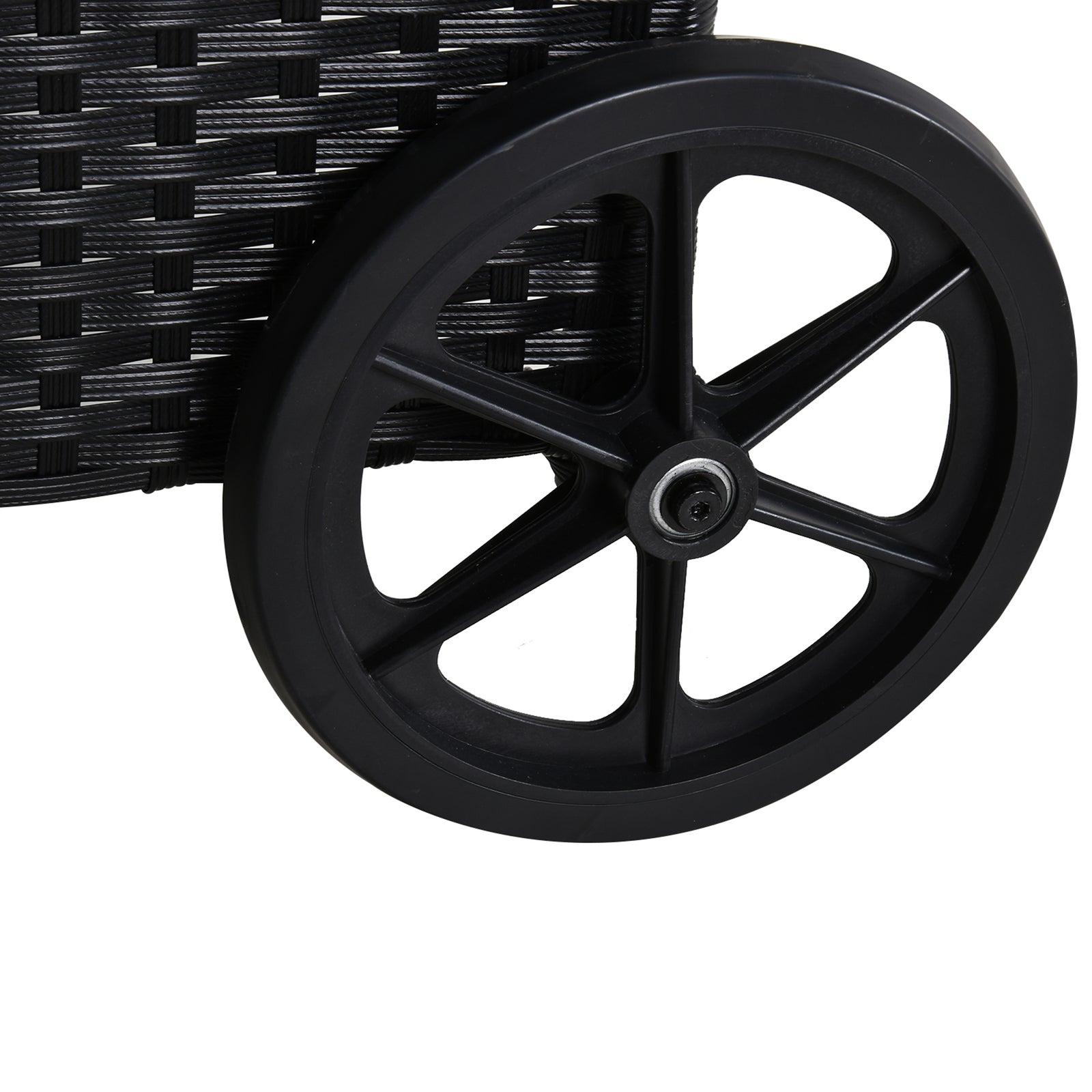 Rattan Sun Lounger Set With Side Table And Cushion | Black