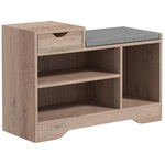 Shoe Bench With Drawer Shelves And Seating Cushion