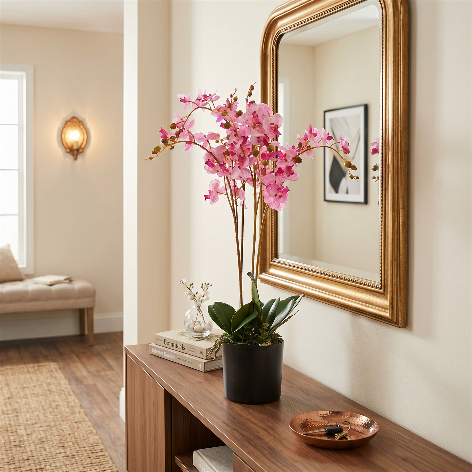60cm  Design Uk Realistic Artificial Orchid Flower Display In Pot
