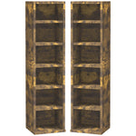 Set Of 2 Cd Storage Units With Adjustable Shelves | One Size | Brown