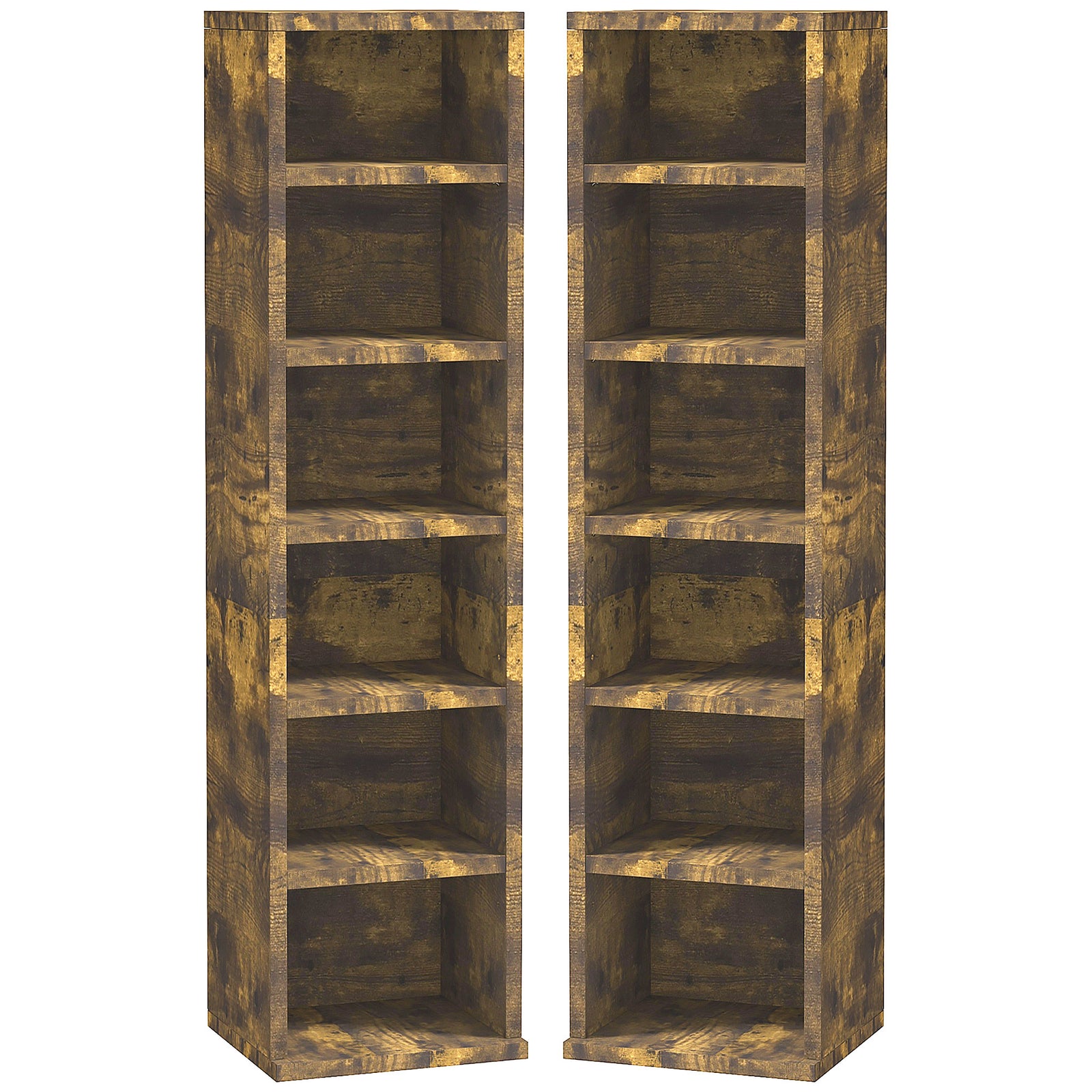Set Of 2 Cd Storage Units With Adjustable Shelves | One Size | Brown
