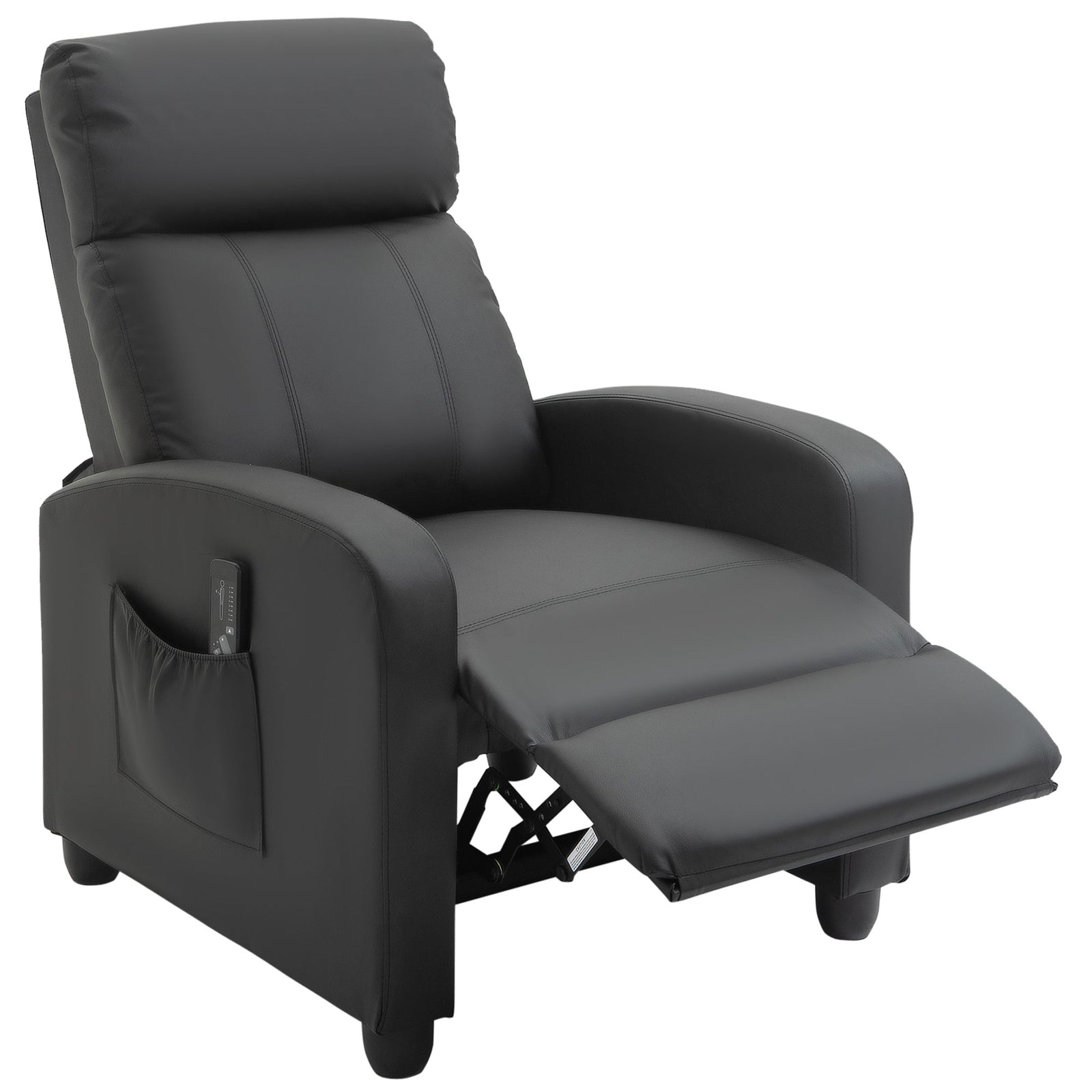 Recliner Sofa Chair Pu Leather Massage W/ Remote | Black