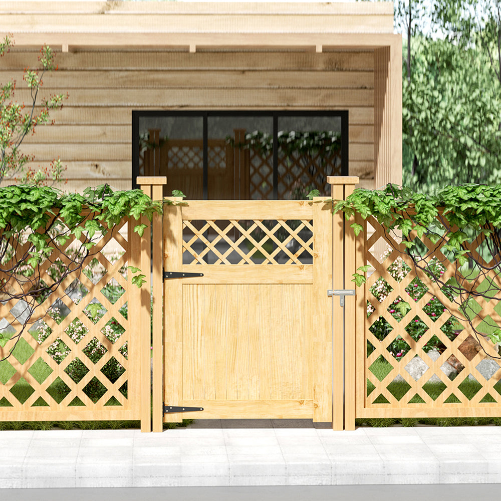 90cm W X 90/120/150/180cm H Diyspace Rhombus Garden Wood Fence Gate | 120cm