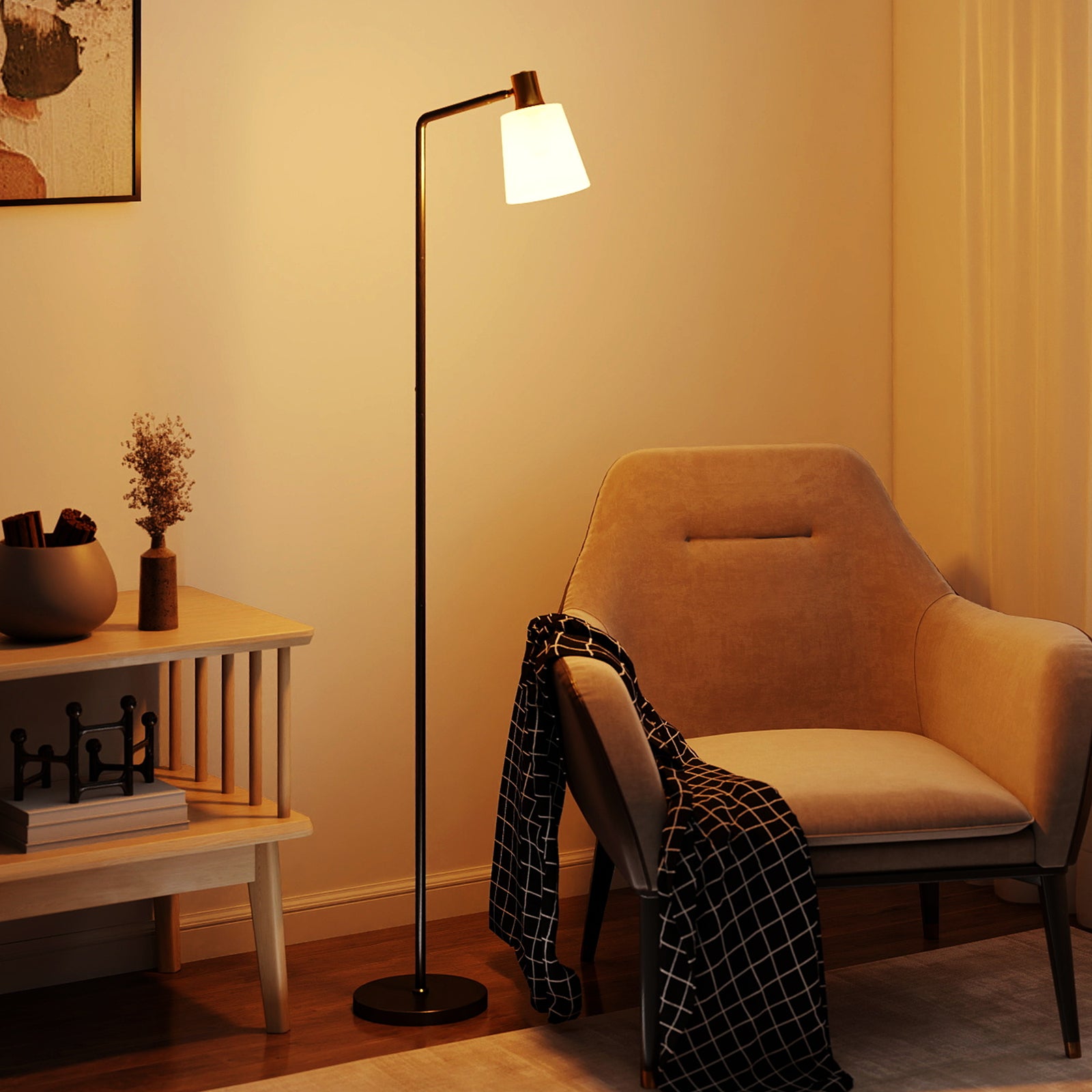 HOMCOM Standing Lamp With Rotatable Head, Modern Floor Lamp, Black