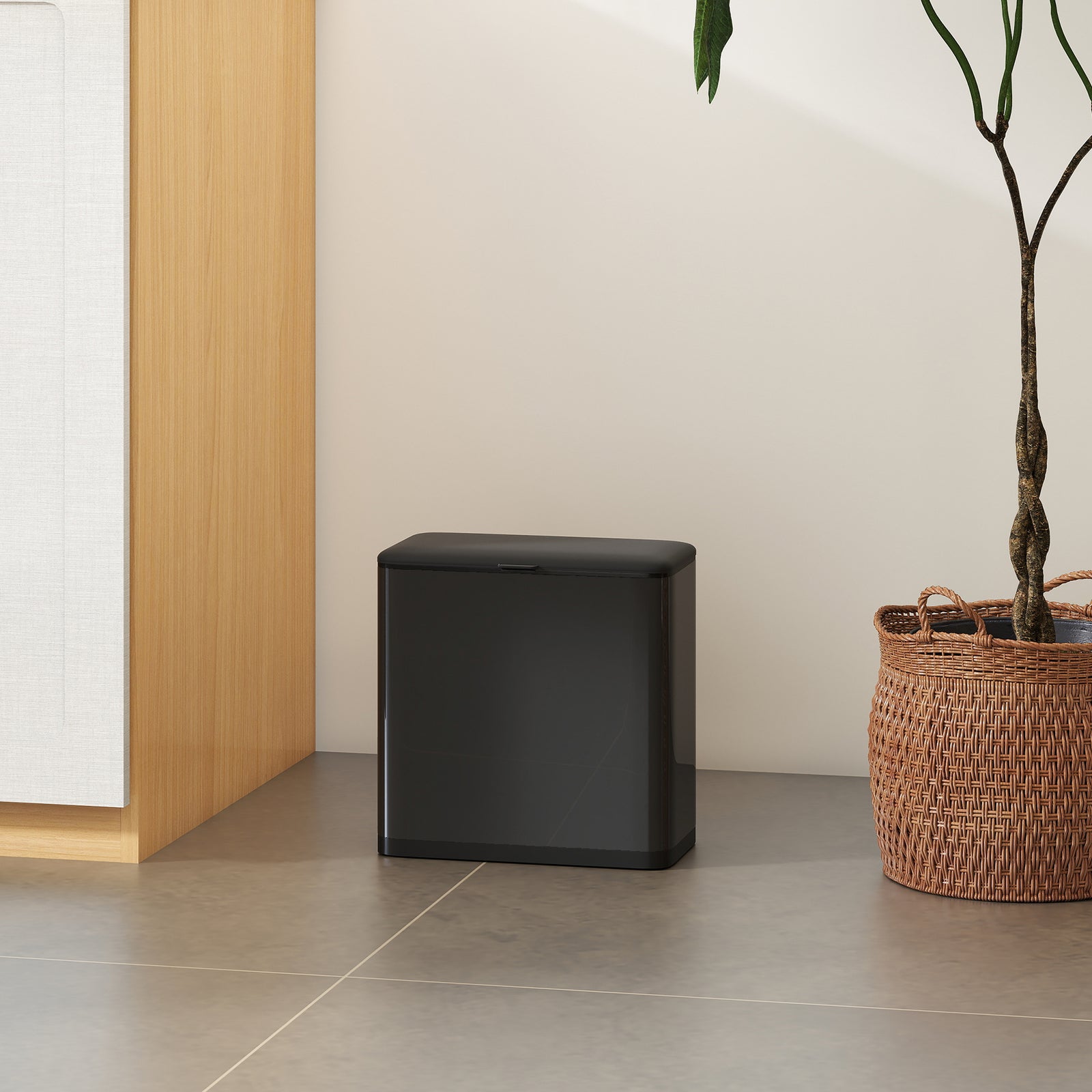8l Hanging Kitchen Bin, Rubbish Bin W/ Stay-open Lid For Under Sink | Black
