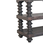 Spindle Shelf Console In Carbon Ash, 2 Open Shelf, Black Brown