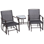 Double Glider Companion Rocking Garden Chairs Loveseat | Gray