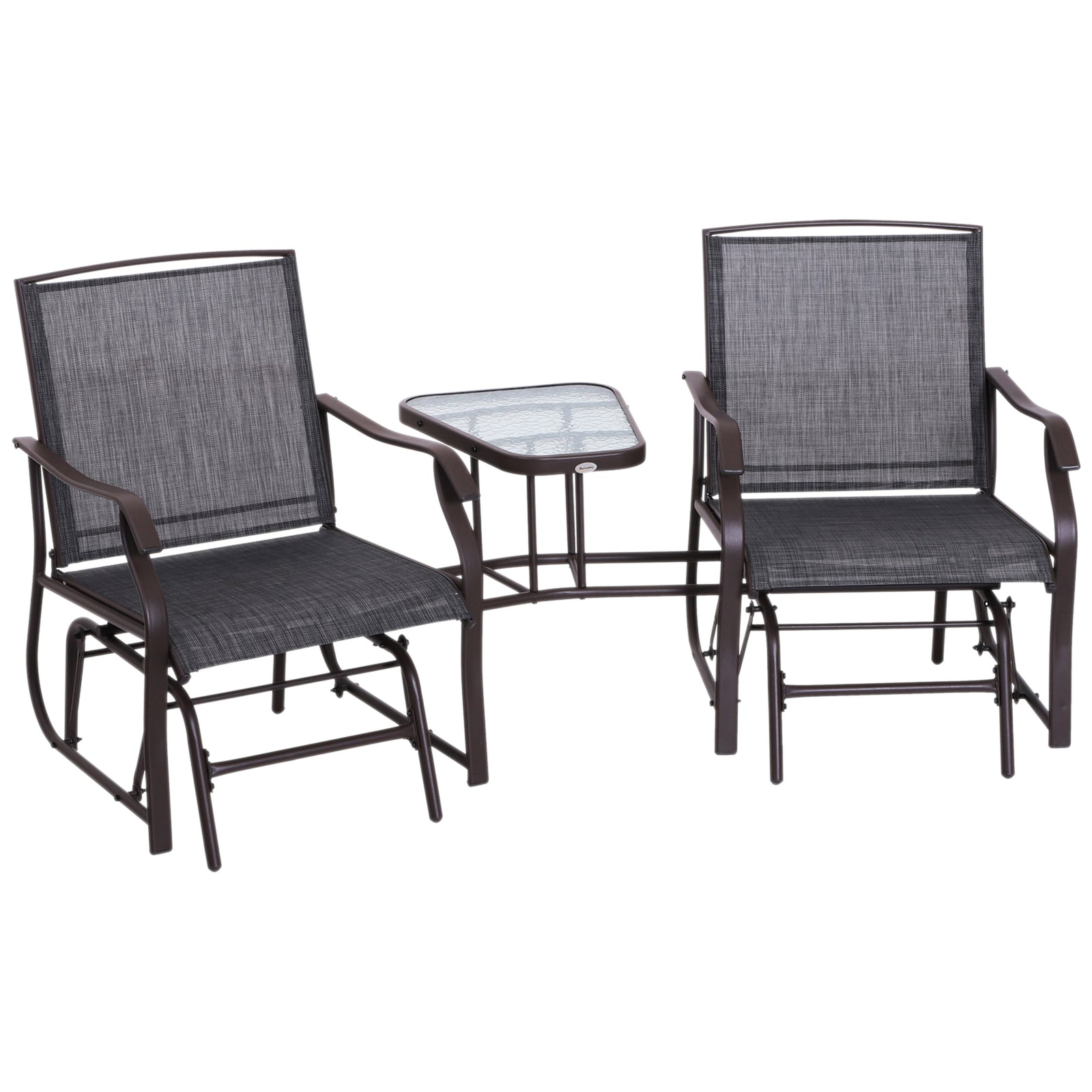 Double Glider Companion Rocking Garden Chairs Loveseat | Gray