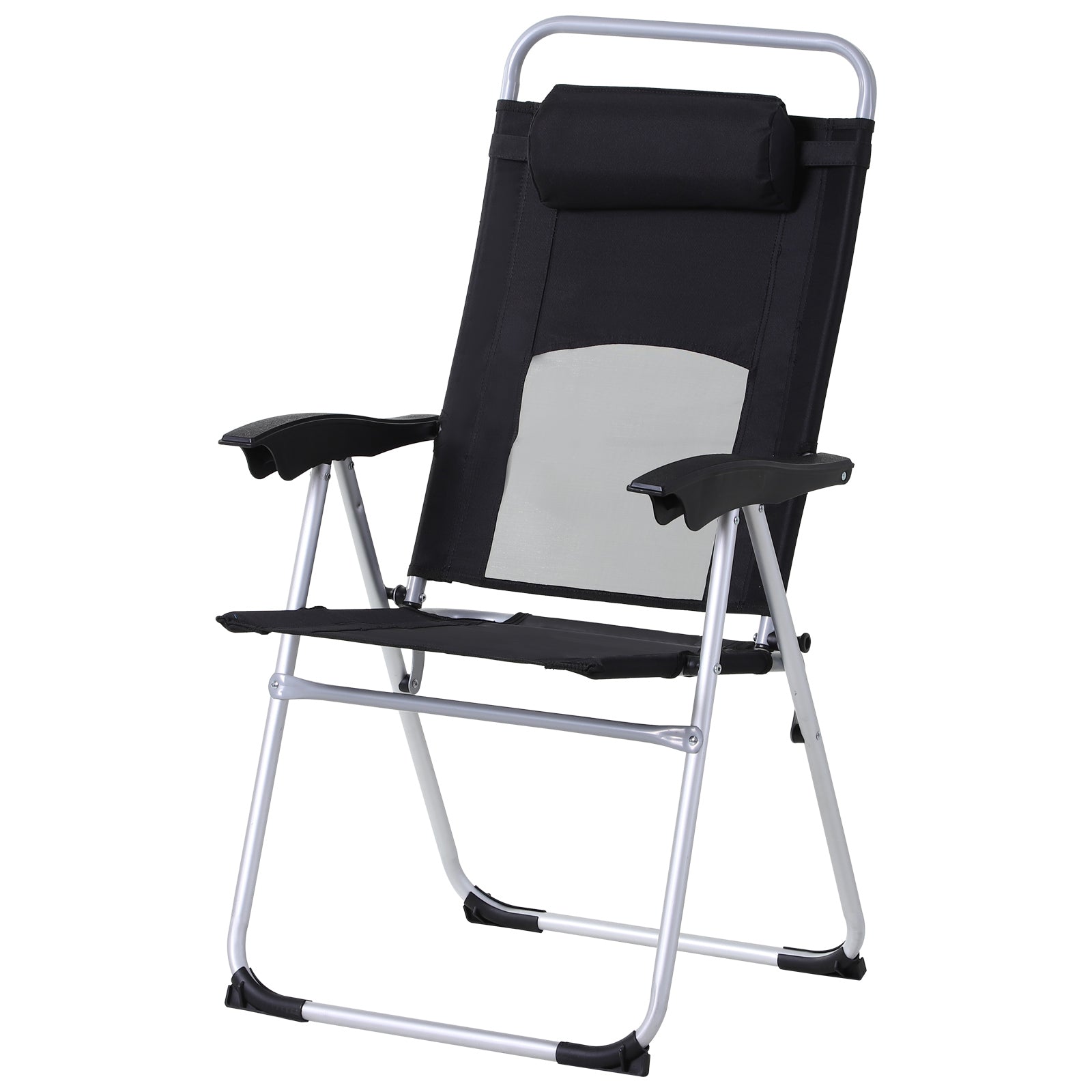Folding Camping Chair, 3-position Recliner, Black | Black