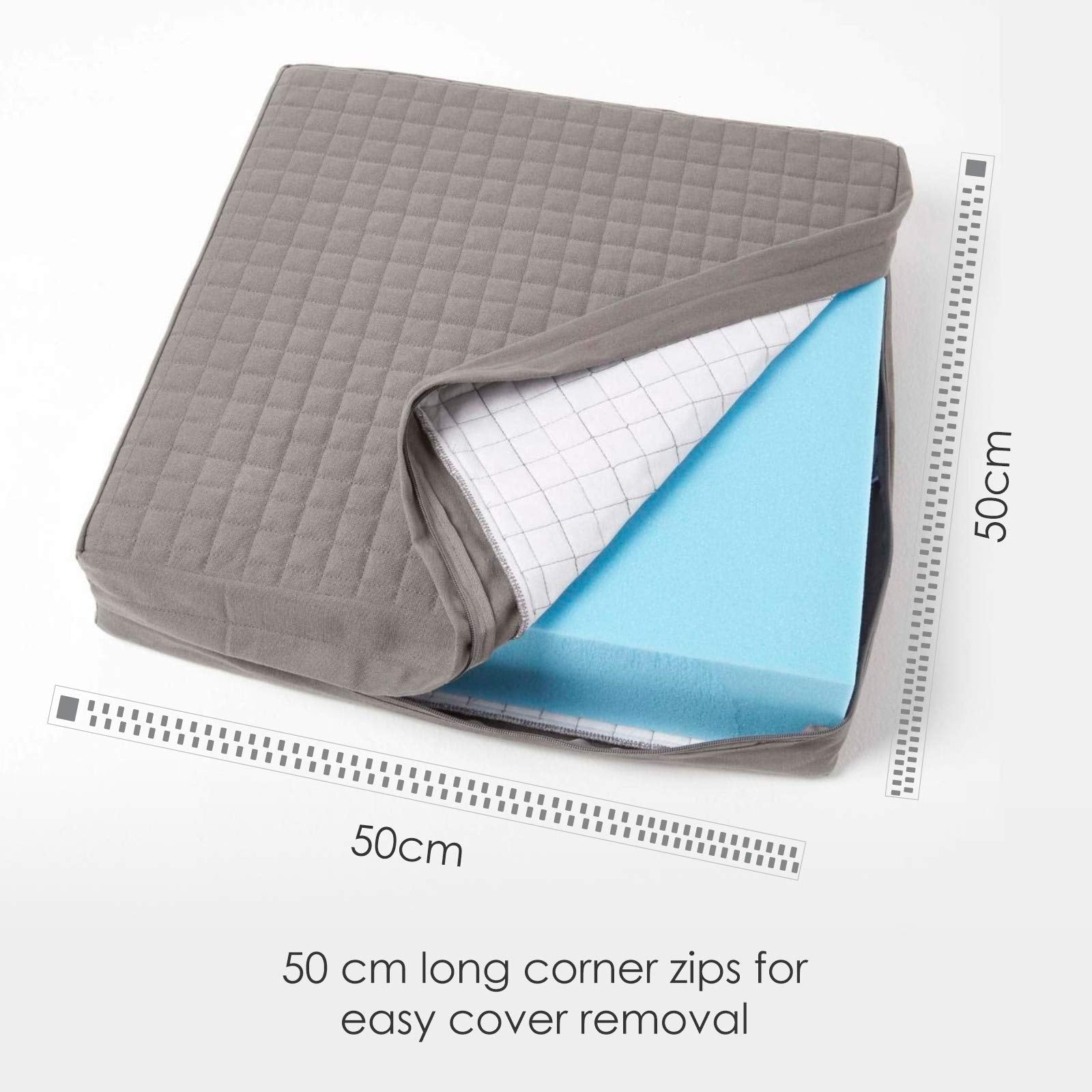 Cotton Orthopaedic Foam Armchair Booster Cushion | 50cm x 50cm | Charcoal Grey
