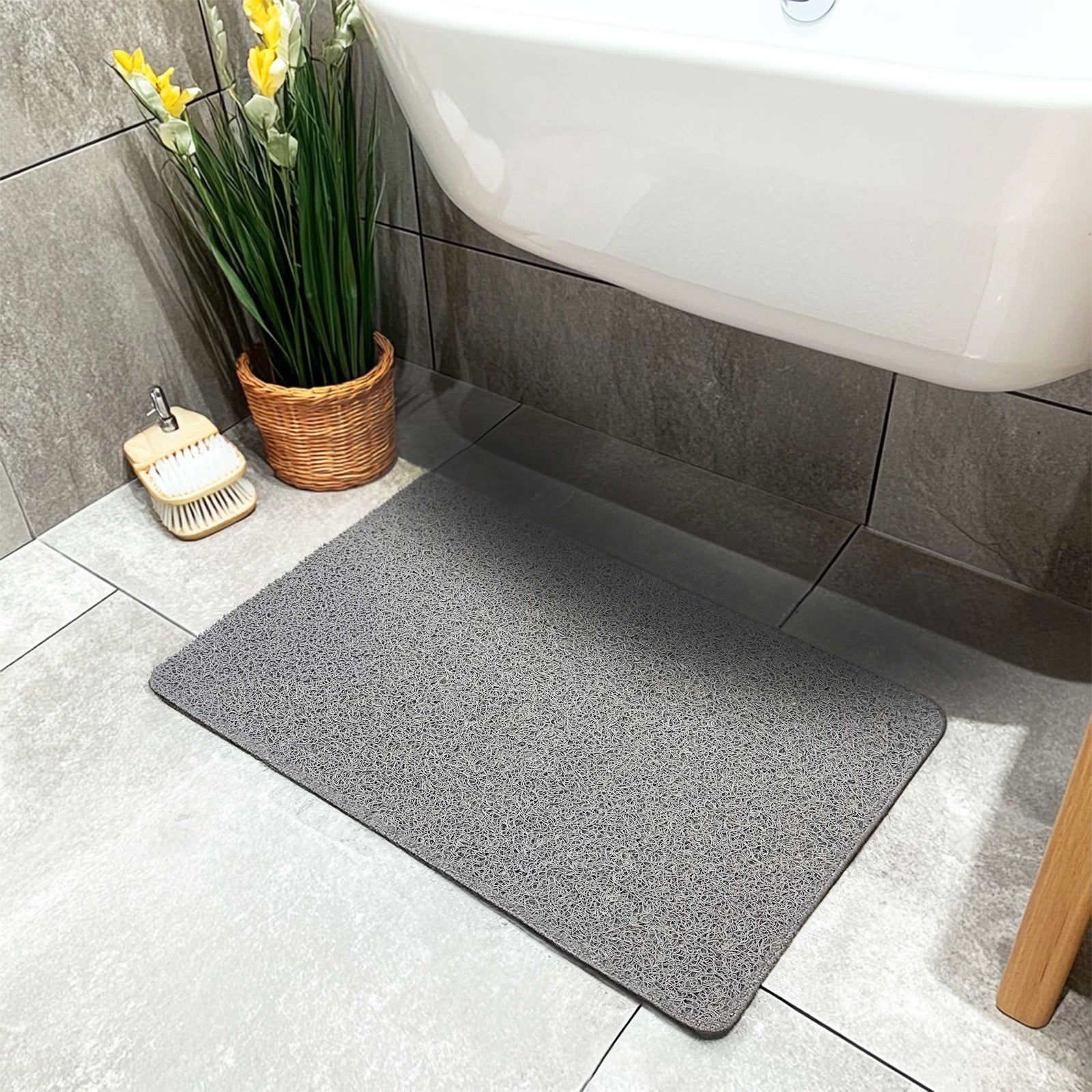 Spaghetti Anti Slip Shower/Bath Mat | 40 x 60cm | Grey