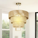 Boho Hemp Rope Pendant Light, Ceiling Light For Bedroom