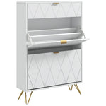 Slim Shoe Storage Cabinet With Flip Drawers For Entryway