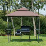 Outdoor 2-tier Bbq Gazebo Shelter Grill Canopy Barbecue Tent | Brown