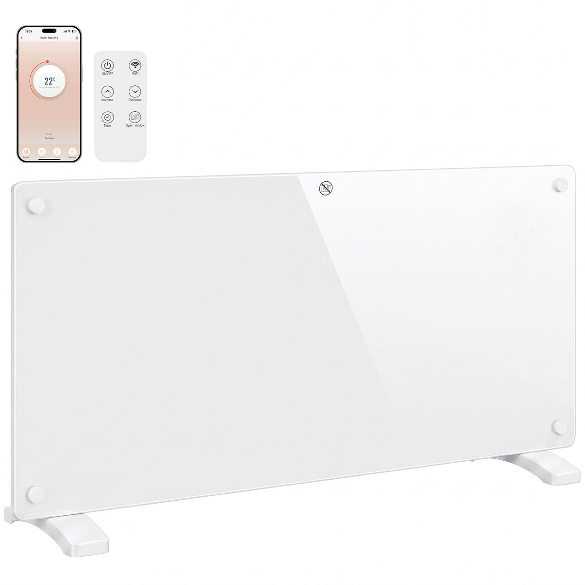2000w Electric Space Heater Radiator Wifi Smart App | White