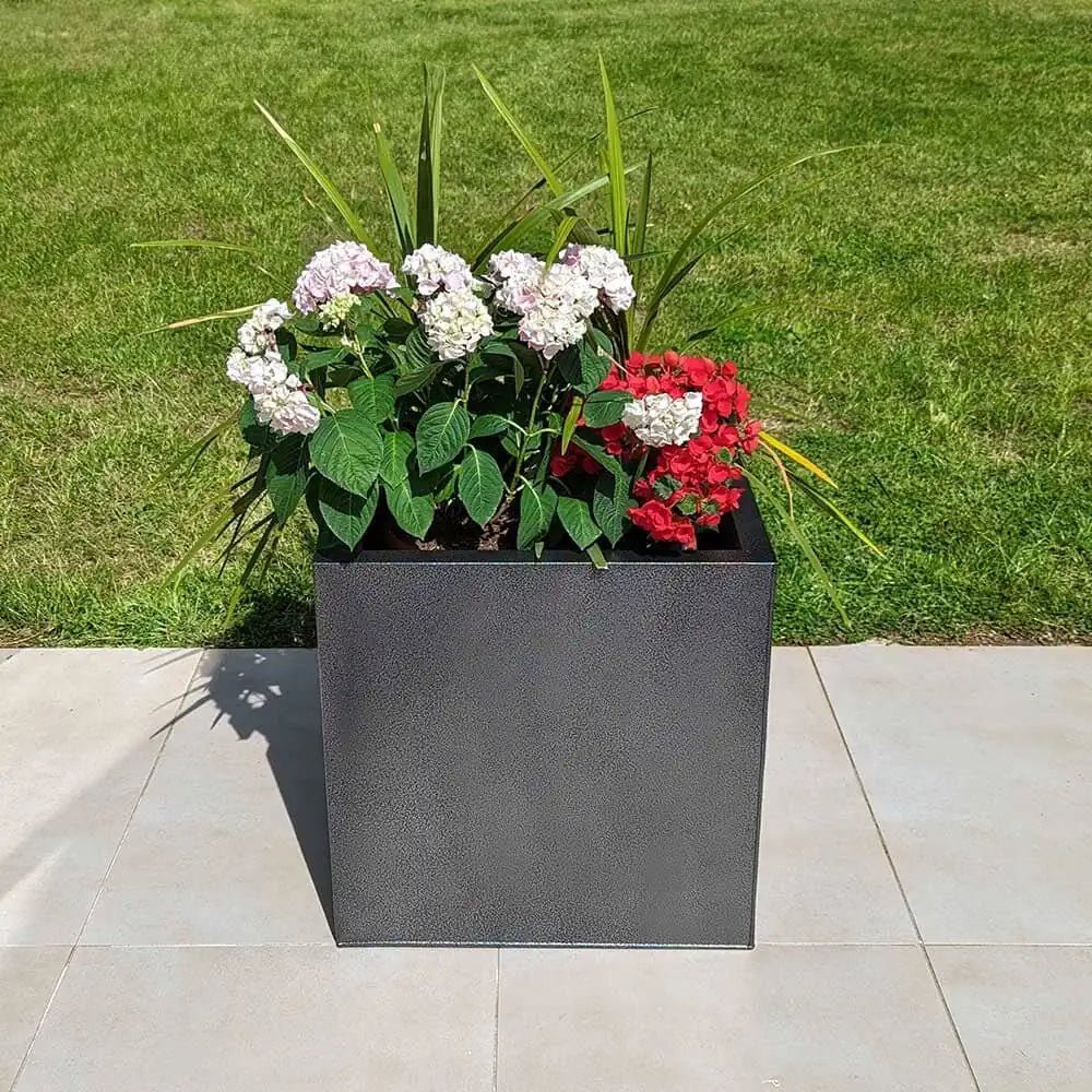 Zinc Galvanised Square Planter | 60cm x 60cm x 60cm | Silver Black