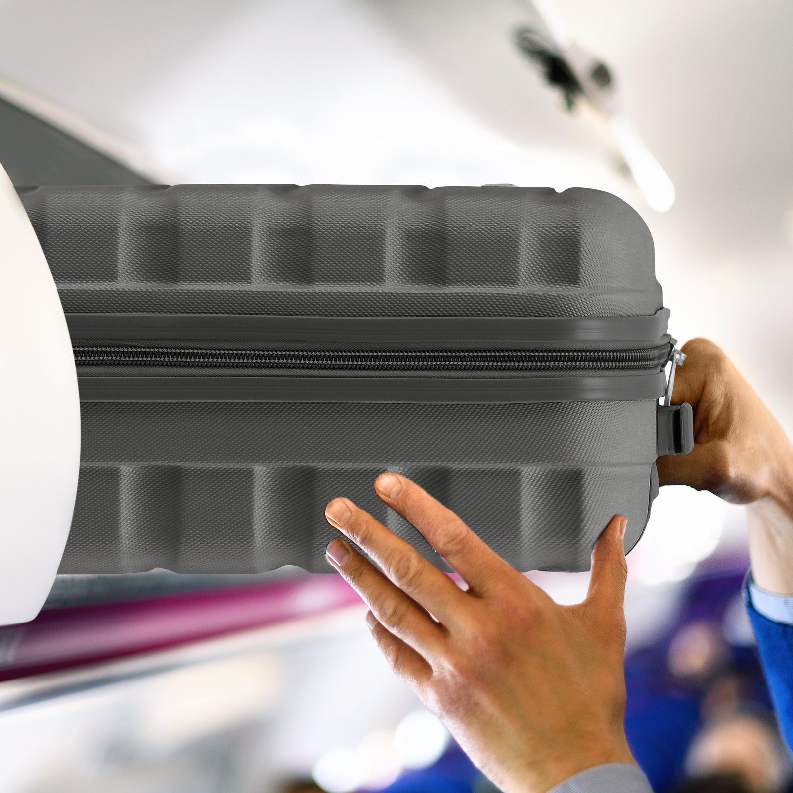 56x36x23cm Lightweight 4 Wheel Carry-on Cabin Suitcase 30+ Airline Approved - Overhead Luggage | 56 x 36 x 23cm | Charcoal