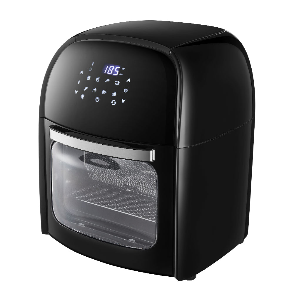 12l Digital Air Fryer Oven With Rotisserie & Skewer Set – 1800w Large Capacity, Touch Panel, 8 Preset Modes, Mesh Tray & Oil Collection Tray