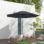 3-tier Garden Parasol W/ Solar Led Lights, Tilt, Crank | Dark Gray