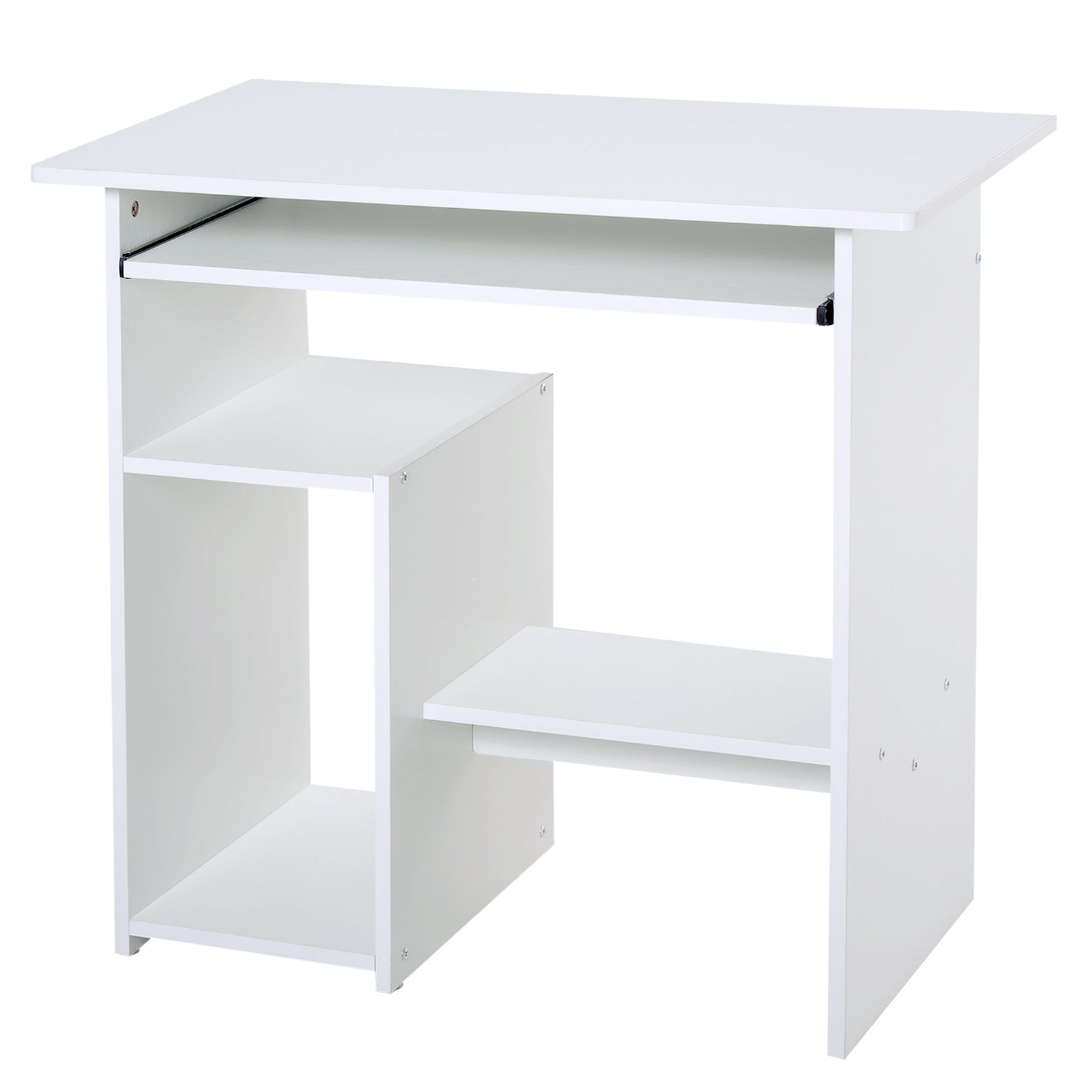 Compact Computer Table, Keyboard Tray | White