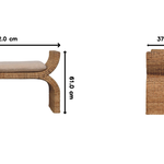 Artisan Furniture Solid Wood Rattan Weave Boucle Bench, Upholstered