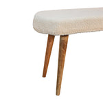 Solid Wood Cream Boucle Nordic Bench