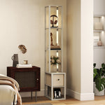 Floor Lamp With Shelves, Led Standing Lamp With Fabric Drawer | Oak