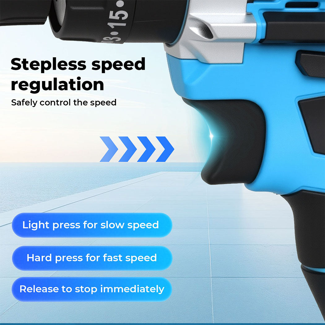 21v Cordless Drill Combi Driver Electric Screwdriver Set 1 Battery | Blue