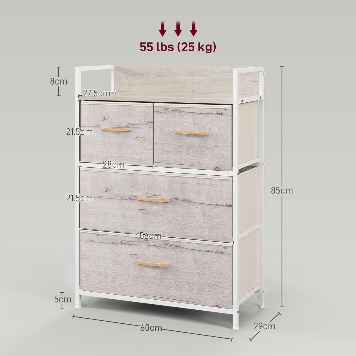 HOMCOM Bedroom Chest Of Drawers 4 Drawer Dresser W/ Shelf