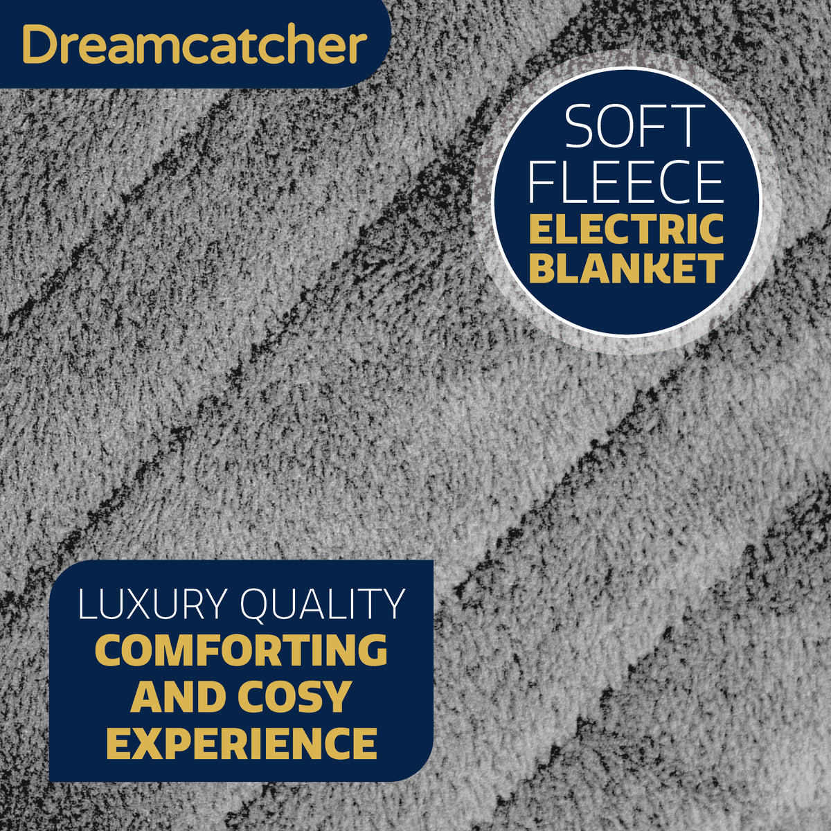 Deluxe  Xl Electric Throw Heated Double Over Blanket Soft Fleece 9 Heat & 12hr Timer Settings | XL | Silver
