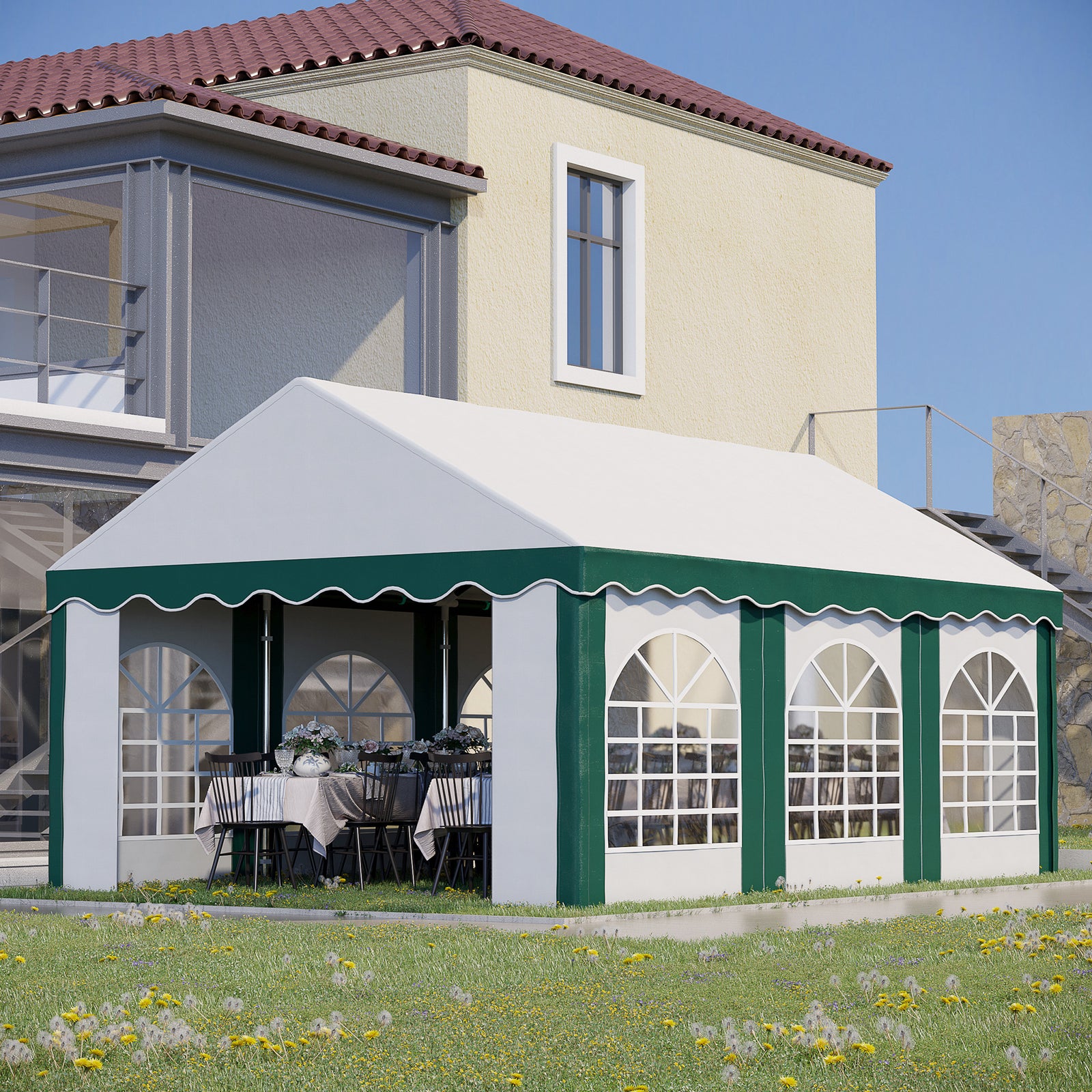 Marquee Gazebo, Party Tent With Sides And Double Doors | Medium | White