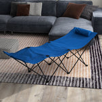 Foldable Sun Lounger W/ Side Pocket & Headrest