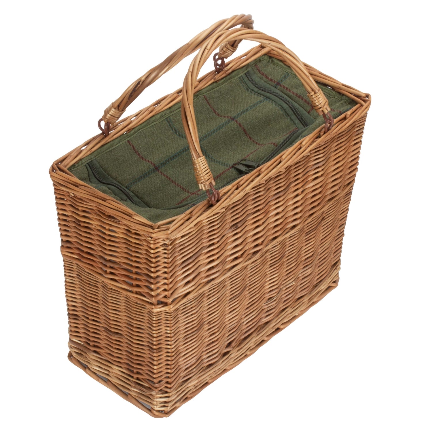 Green Tweed Rectangular Cooler Wicker Basket
