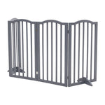 Foldable Freestanding 3/4-panel Arched Pet Gate, Indoor Safety Barrier For Doorways, Halls & Staircases | Large | Grey