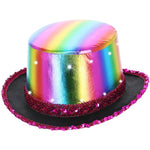 Led Light Up Metallic Top Hat | Rainbow