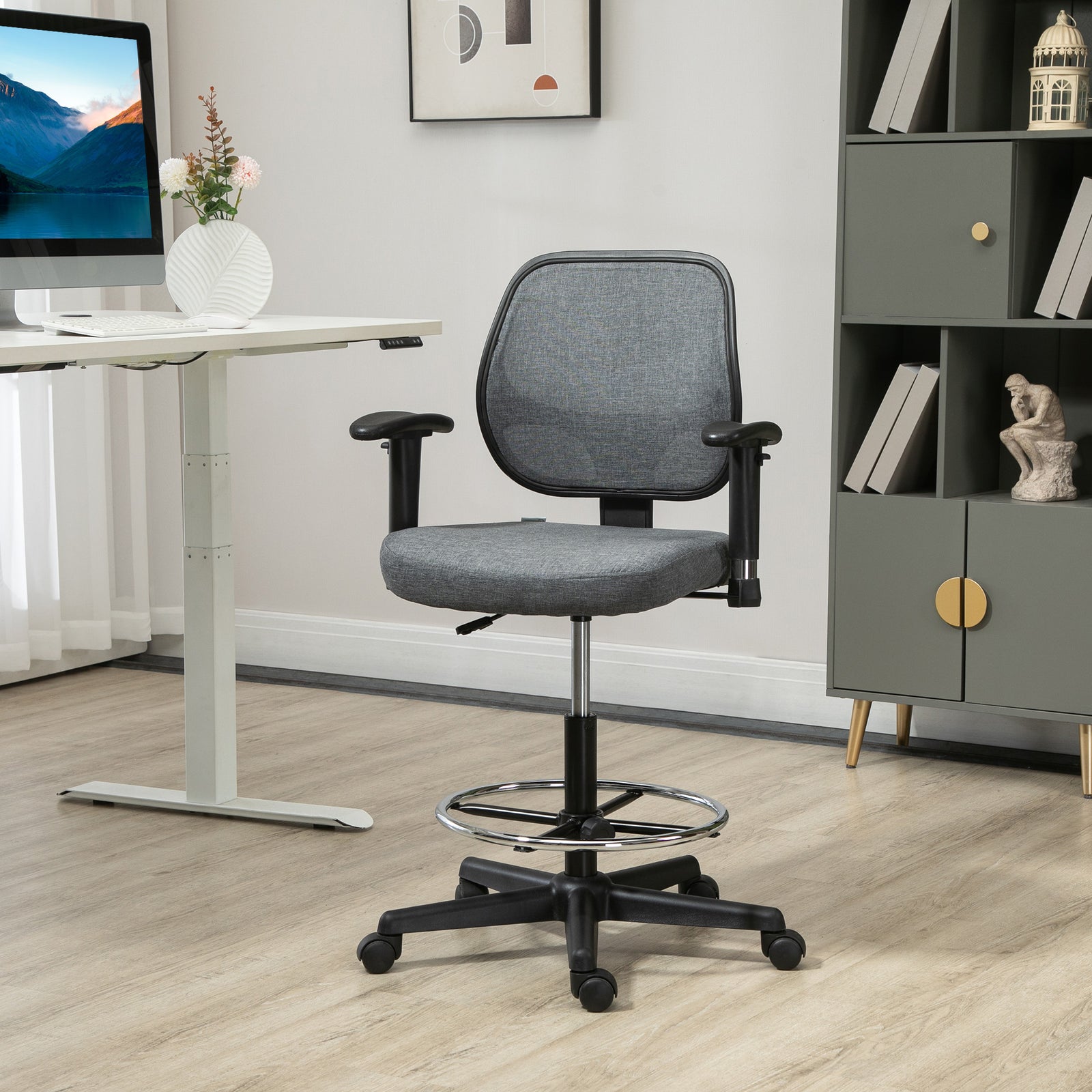 Drafting Chair W/ Foot Ring And Arm