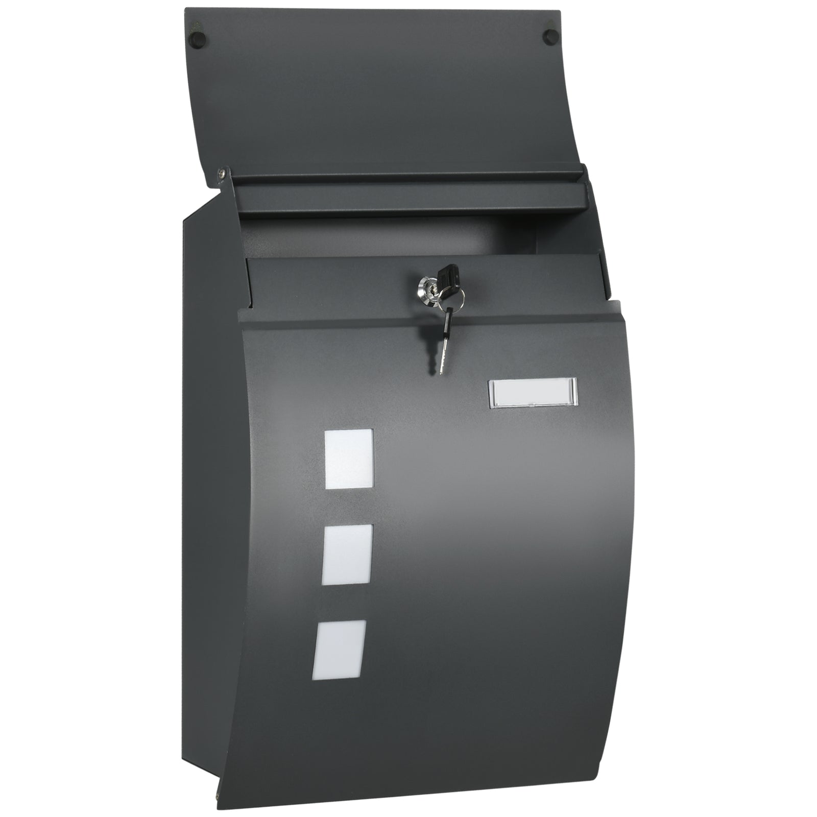 Wall Mounted Mailbox With 2 Keys, Anthracite Grey