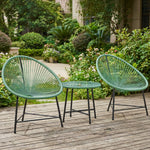 Rattan Bistro Set With Acapulco Chairs And Glass Table | Green