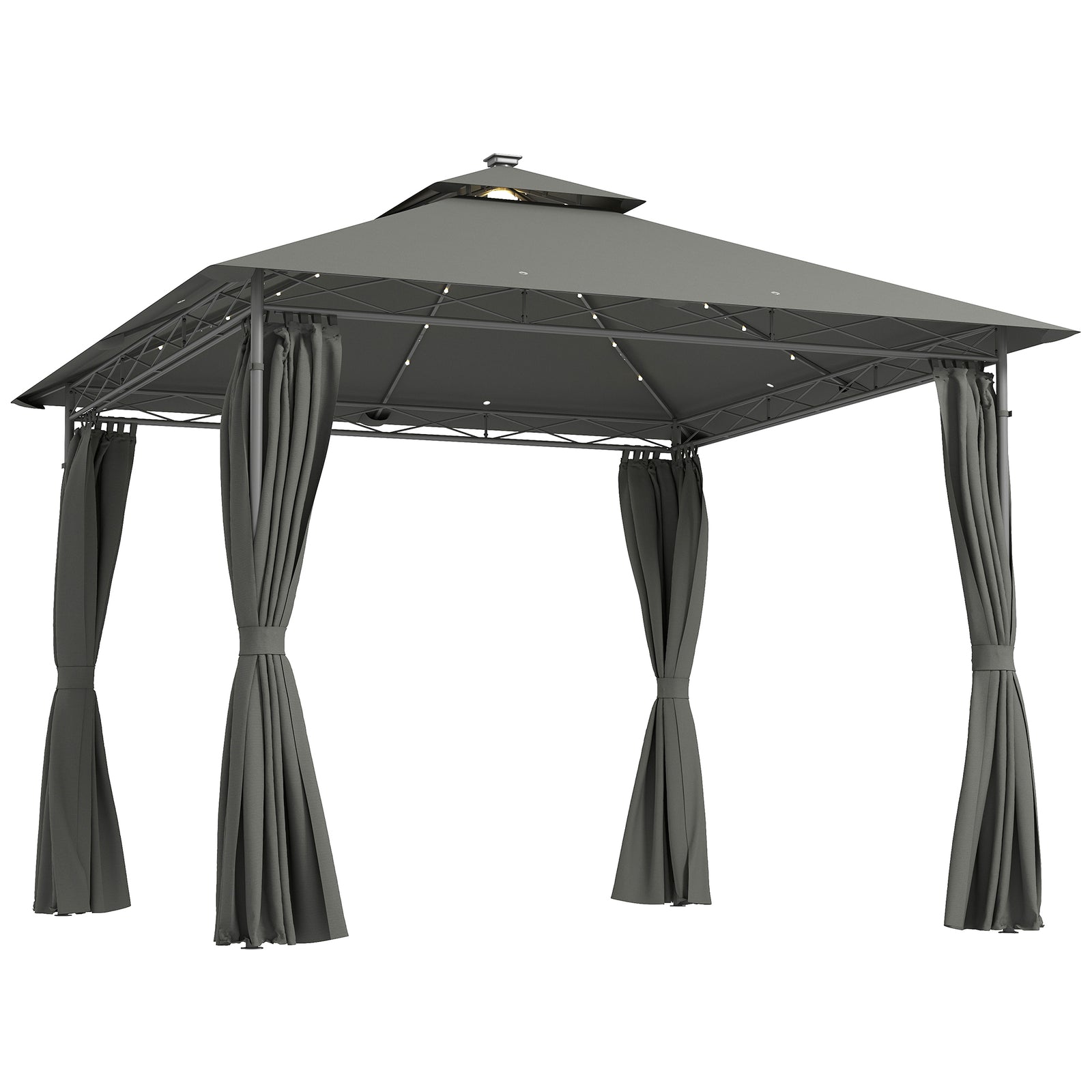 3x3m Garden Gazebo, Double Roof | Dark Grey