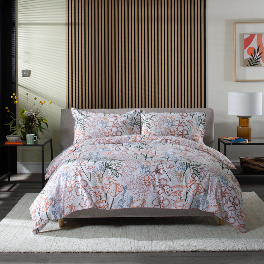 Naïve Floral 100% Cotton Duvet Cover Set With Piped Edging | King | Multi Colour